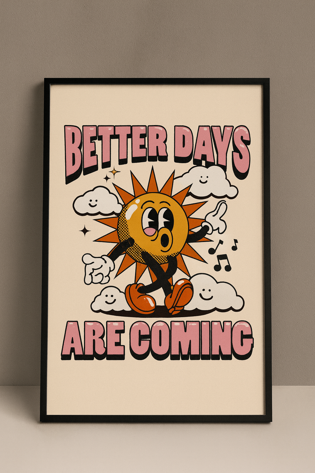 Ejemplo de cuadro con marco madera